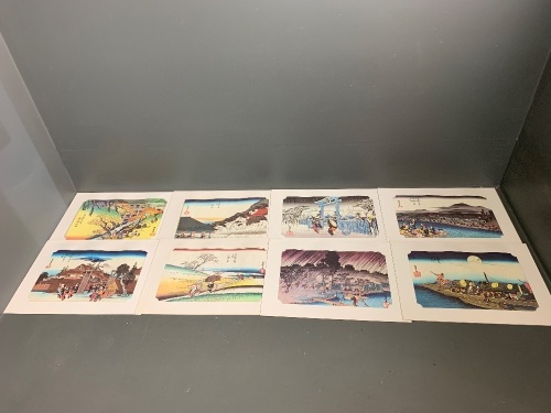 8 of an Original Set of 10 Japanese Woodblock Prints - Beautiful Sceneries in Kyoto - Originals by Hiroshige Ando