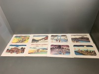 8 of an Original Set of 10 Japanese Woodblock Prints - Beautiful Sceneries in Kyoto - Originals by Hiroshige Ando