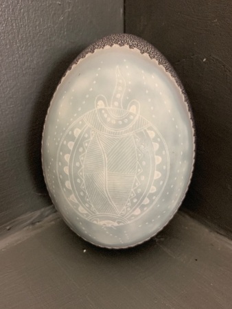 Emu Egg Carved and Incised with Aboriginal Turtle Design