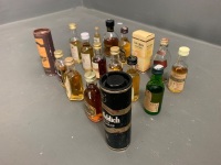 Collection of 17 Whisky Miniatures - Mainly Scotch - Unopened Except 1 - 3