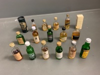 Collection of 17 Whisky Miniatures - Mainly Scotch - Unopened Except 1