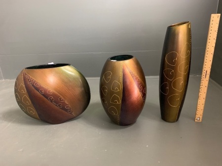 Set of 3 Hand Painted Glass Vases by Mish Mash Australia