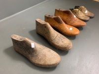 4 Large and 2 Small Antique Hand Carved Timber Shoe Lasts - 2