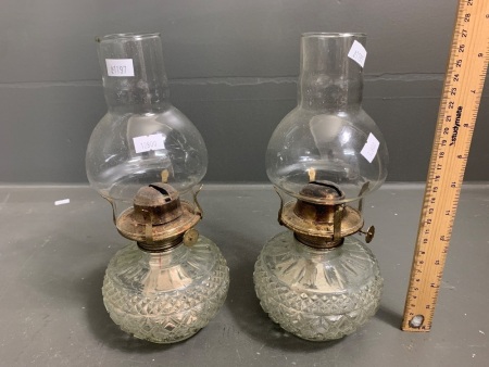 2 Vintage Pressed Glass Kero Lanterns