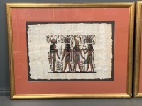 3 Large Gilt Framed Egyptian Papyrus - 3