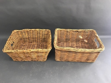 Two Large Cane Baskets