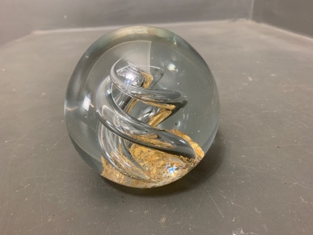 Large Vintage Air Twist and Gold Fleck Murano Style Paperweight