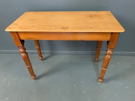 Antique Pine Desk/Side Table on Turned Legs