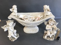 Cherubic Urn with Seashells + 2 Cherubs - 2