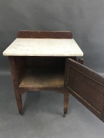 Marble Top Oak Small Washstand - 2