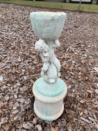 Cast Cherub and Dolphin Water Feature - No Pump