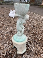 Cast Cherub and Dolphin Water Feature - No Pump - 3