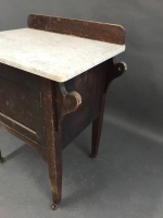 Marble Top Oak Small Washstand - 3