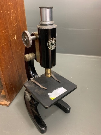 Vintage C.Baker - London Scientific Microscope in Mahogany Carry Case