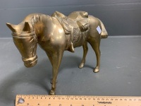 Large Brass Horse with Saddle - 3