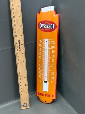 Vintage Style Enamelled Steel Castrol Wall Thermometer