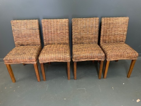 Set of 4 Contemporary Split Cane Dining Chairs