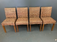 Set of 4 Contemporary Split Cane Dining Chairs