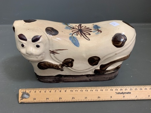 Late Qing Dynasty Chinese Stoneware Tiger Pillow