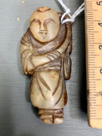 Unusual Chinese Carved Jade Netsuke - Signed to Back