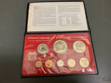 First Coinage of PNG 1975 Franklin Mint Set in Original Case