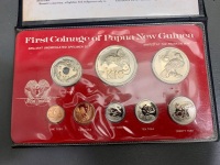 First Coinage of PNG 1975 Franklin Mint Set in Original Case - 2