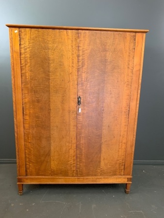 Vintage Walnut Veneered Gentlemans Robe with Drawers One Side, Hanging the other - Original Locks