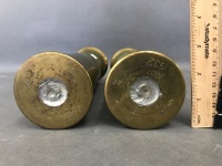 2 Brass Ammo Shell Vases 1932 - 2