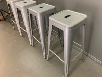 4 x Silver Metal Barstools - 2