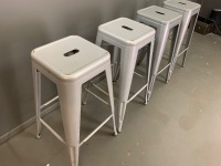 4 x Silver Metal Barstools - 3