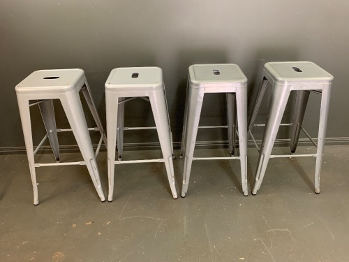 4 x Silver Metal Barstools