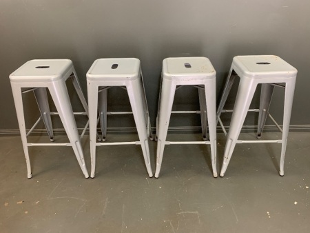 4 x Silver Metal Barstools