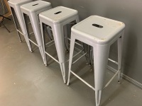 4 x Silver Metal Barstools - 2