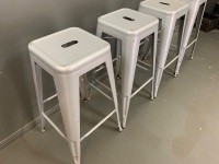 4 x Silver Metal Barstools - 3