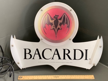 Aluminium and Perspex Bacardi Rum Light Up Bar Sign