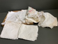 Asstd Lot of Linen, Lace, Tableware, Embroidery Etc