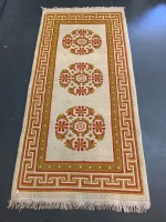 Thick Wool Rug in Cream, Olive and Ochre