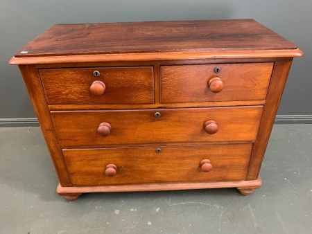 Antique Red Cedar Chest of 4 Drawers with Original Brass Escutcheons