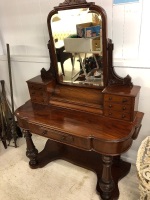 Antique Colonial Red Cedar Dresser with Original Bevelled Mirror