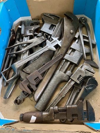 Asstd Lot of Vintage Adjustable Spanners, Grips Etc