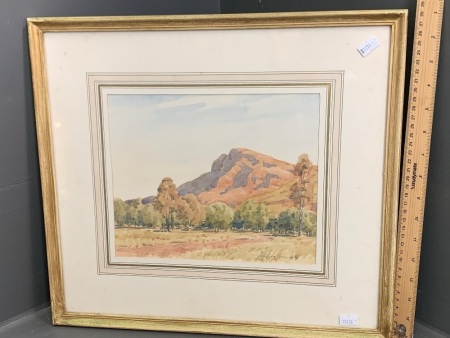 The Red Bluff - Flinders Raneges - Framed Watercolour Signed Douglas Miller