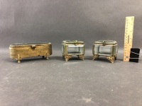 3 Bevelled Glass & Gilt Jewellery Boxes.