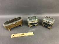 3 Bevelled Glass & Gilt Jewellery Boxes. - 2