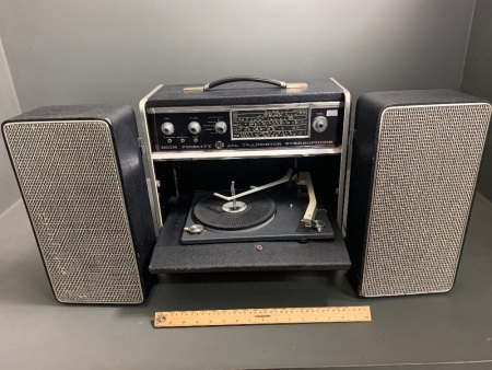 Vintage Australian Retro Pye Black Box - High Fidelity Radiogram with Fold Out Turntable and Speakers