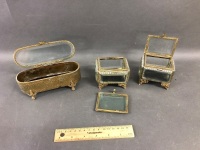 3 Bevelled Glass & Gilt Jewellery Boxes. - 3