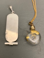 Vanessa Australia Gold Glass Jewllery Pendant + Sterling Silver Egyptian Style Ingot Pendant - 3