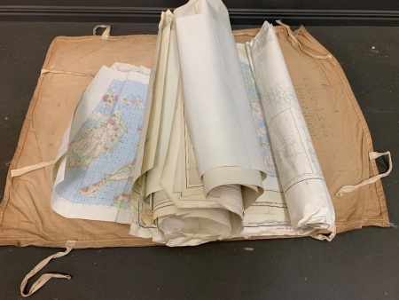 Canvas Roll of Approx 22 Vintage Admiralty Maps from Mainly Scandinavia