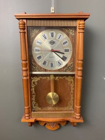 Vintage Quartz Timber Cased Wall Clock