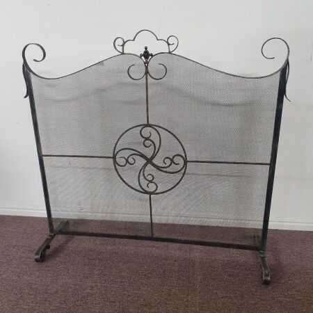 Wrought Iron and Mesh Fire Screen