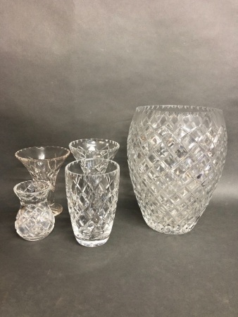 5 Asstd Crystal Vases 